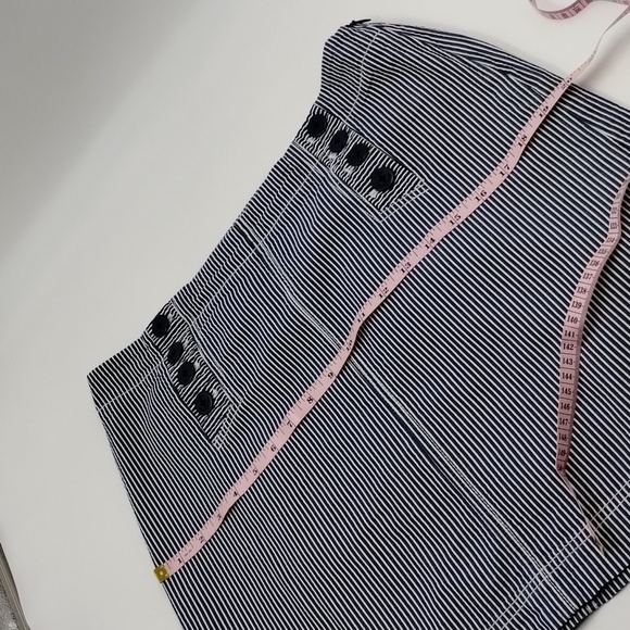 Ann Taylor Petites navy and white stripe anchor sailor button miniskirt size 10p - Picture 7 of 12